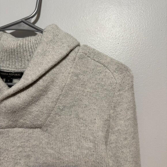 Banana Republic Shawl Collar Sweater S Gray Cotton Wool Blend Size Small - Picture 3 of 7